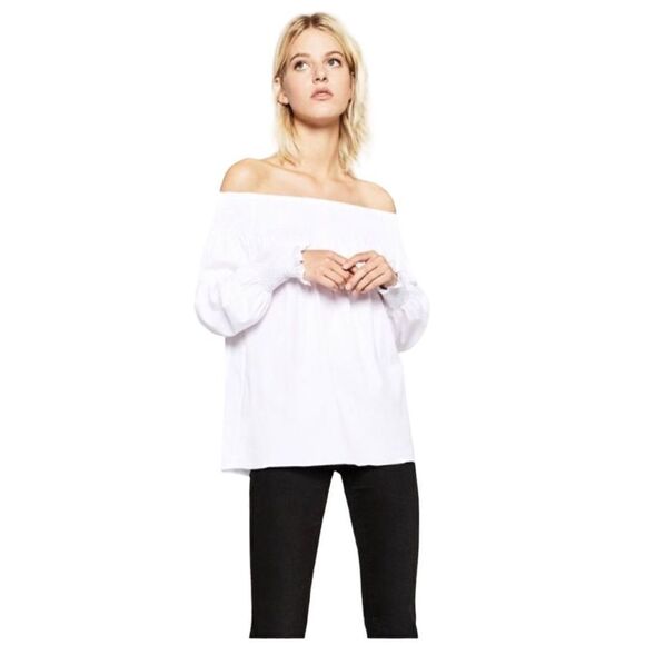 Zara of the shoulders blouse white sz M - Picture 2 of 5